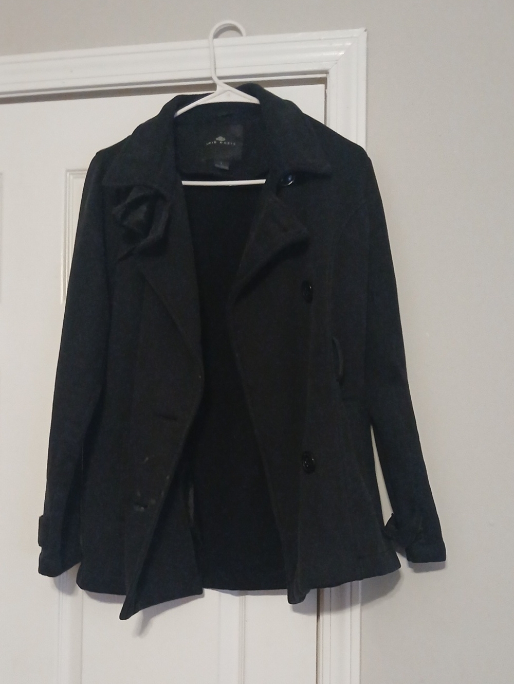 Forever 21 Black Double-Breasted Peacoat